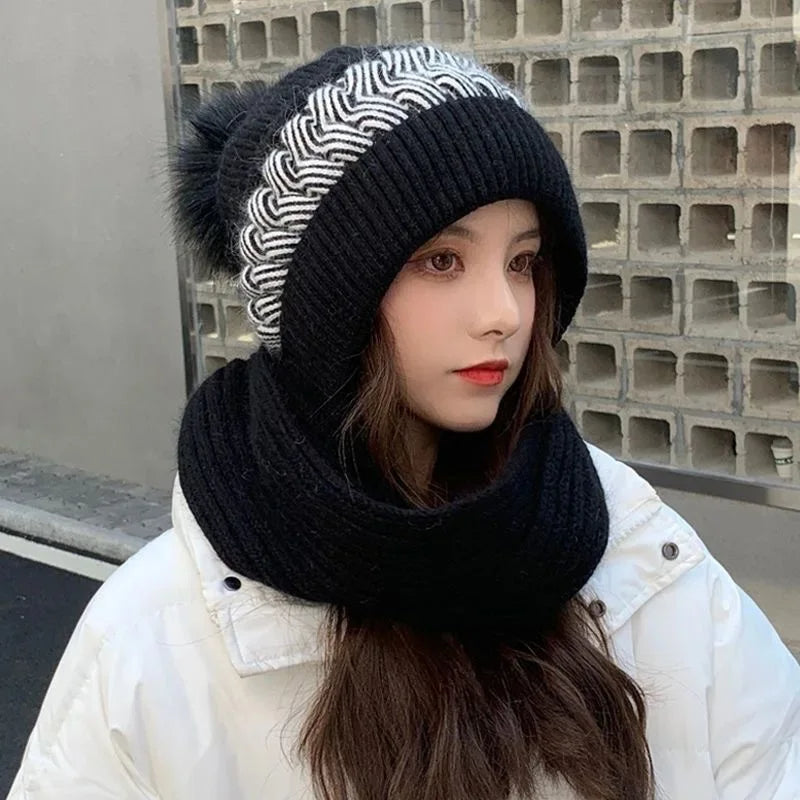 Super Cute Warm Winter Scarf Hat Gloves with Fleece