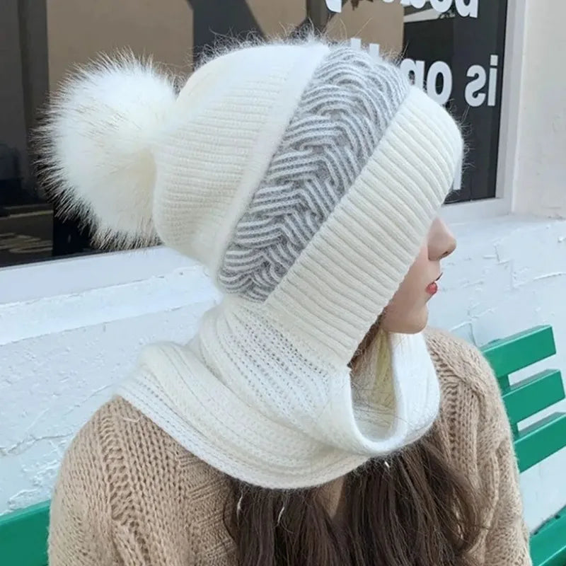 Super Cute Warm Winter Scarf Hat Gloves with Fleece